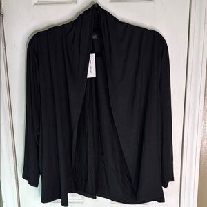 Black Knit Cardigan with Open Front Design